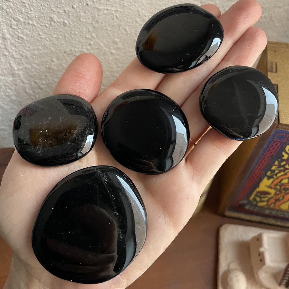 Black Obsidian Palm Stone